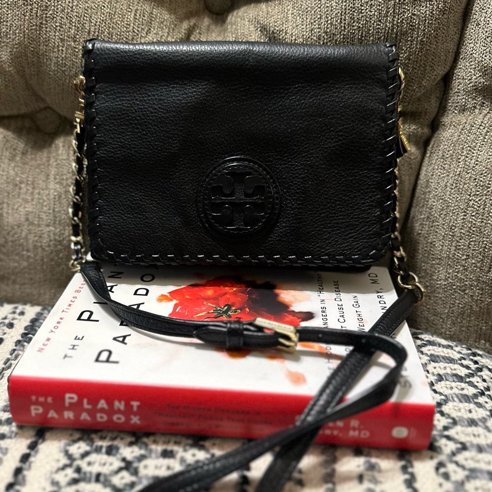 Tory Burch Black Crossbody Bag with Gold Accents